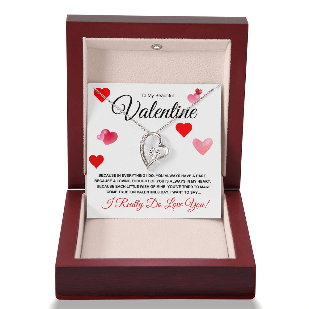 To My Beautiful Valentine for Wife, Girlfriend, Future Wife, Soulmate (Hearts of Love) Forever Love Necklace