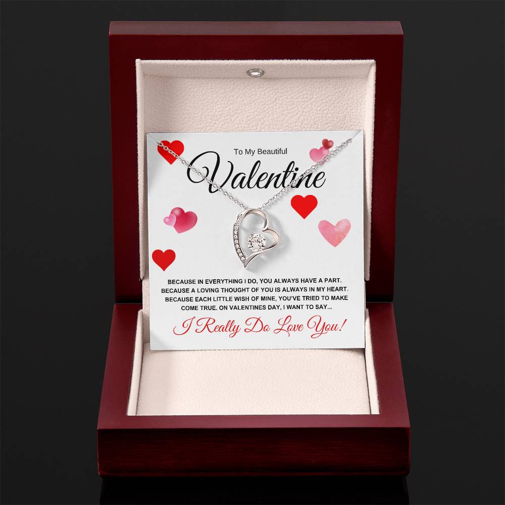 To My Beautiful Valentine for Wife, Girlfriend, Future Wife, Soulmate (Hearts of Love) Forever Love Necklace
