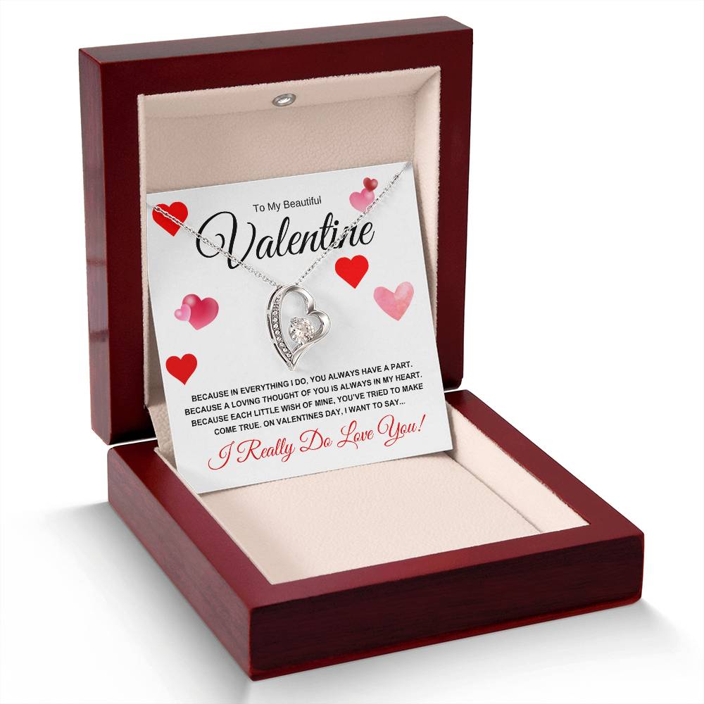 To My Beautiful Valentine for Wife, Girlfriend, Future Wife, Soulmate (Hearts of Love) Forever Love Necklace
