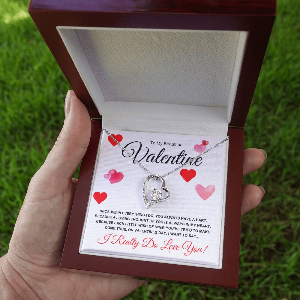 To My Beautiful Valentine for Wife, Girlfriend, Future Wife, Soulmate (Hearts of Love) Forever Love Necklace