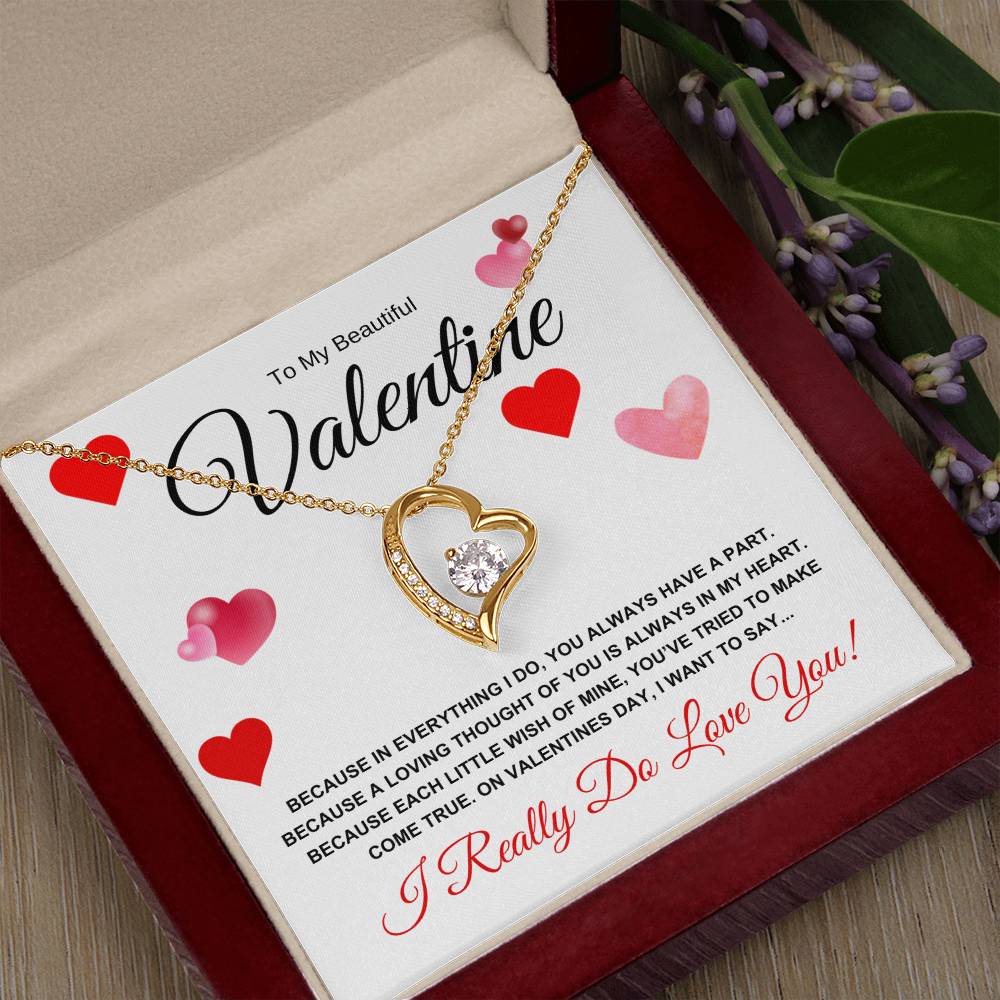 To My Beautiful Valentine for Wife, Girlfriend, Future Wife, Soulmate (Hearts of Love) Forever Love Necklace