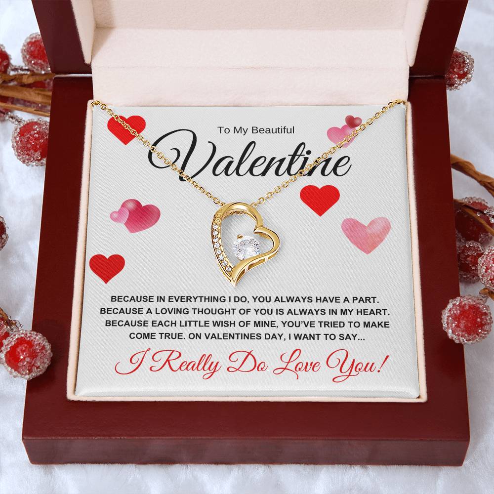 To My Beautiful Valentine for Wife, Girlfriend, Future Wife, Soulmate (Hearts of Love) Forever Love Necklace