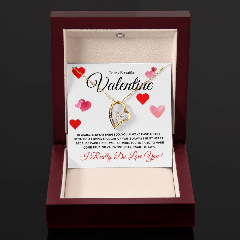 To My Beautiful Valentine for Wife, Girlfriend, Future Wife, Soulmate (Hearts of Love) Forever Love Necklace