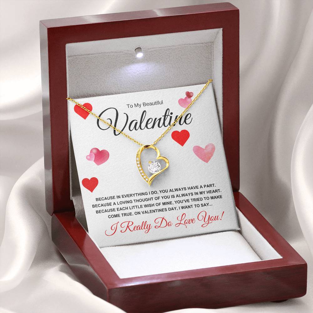 To My Beautiful Valentine for Wife, Girlfriend, Future Wife, Soulmate (Hearts of Love) Forever Love Necklace