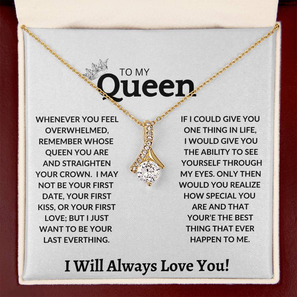 To My Queen Alluring Beauty Necklace with Love | Romantic Gift for Wife, Girlfriend Soulmate - Perfect for Valentines, Birthday, Anniversary, Christmas