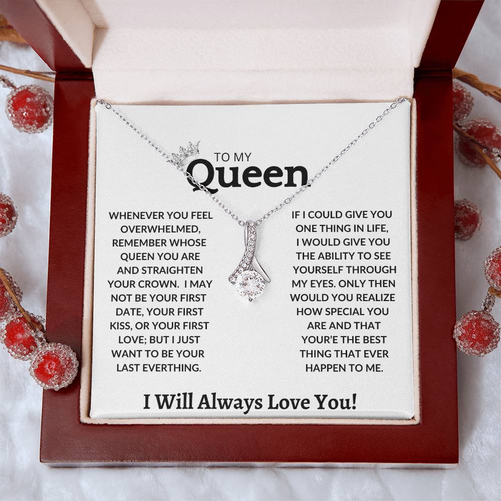 To My Queen Alluring Beauty Necklace with Love | Romantic Gift for Wife, Girlfriend Soulmate - Perfect for Valentines, Birthday, Anniversary, Christmas