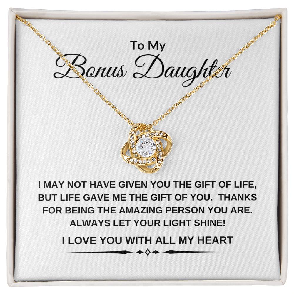 To My Bonus Daughter | I Love You With All My Heart | Love Knot Necklace