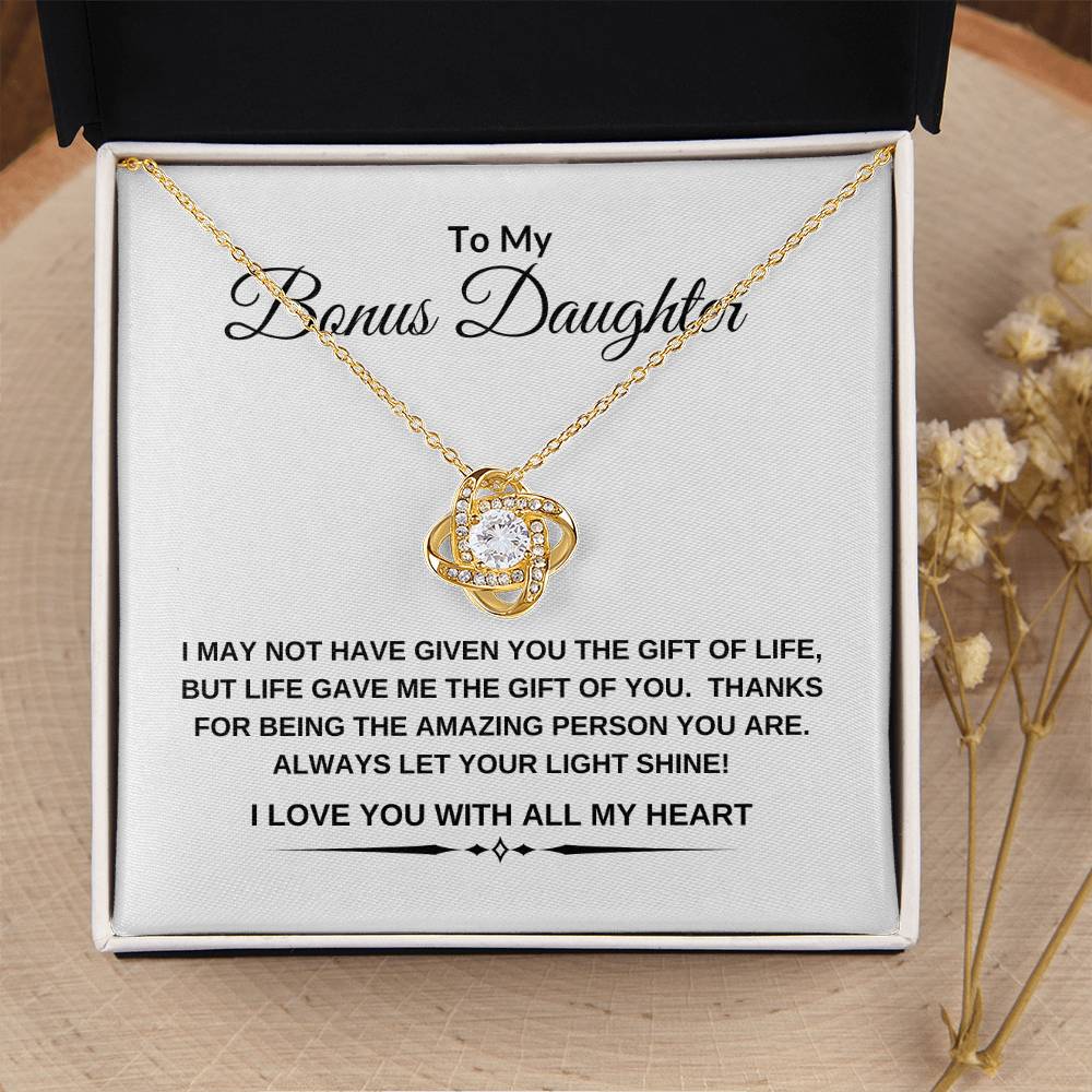 To My Bonus Daughter | I Love You With All My Heart | Love Knot Necklace