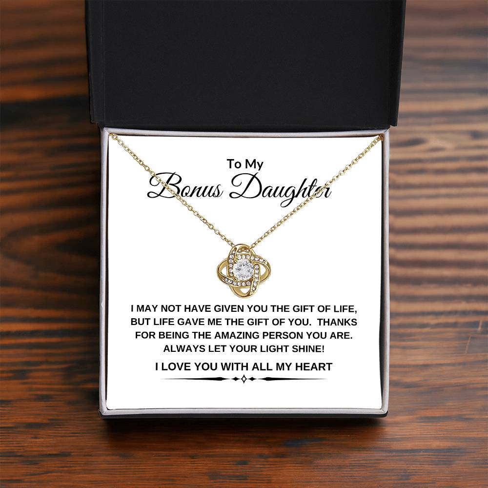 To My Bonus Daughter | I Love You With All My Heart | Love Knot Necklace