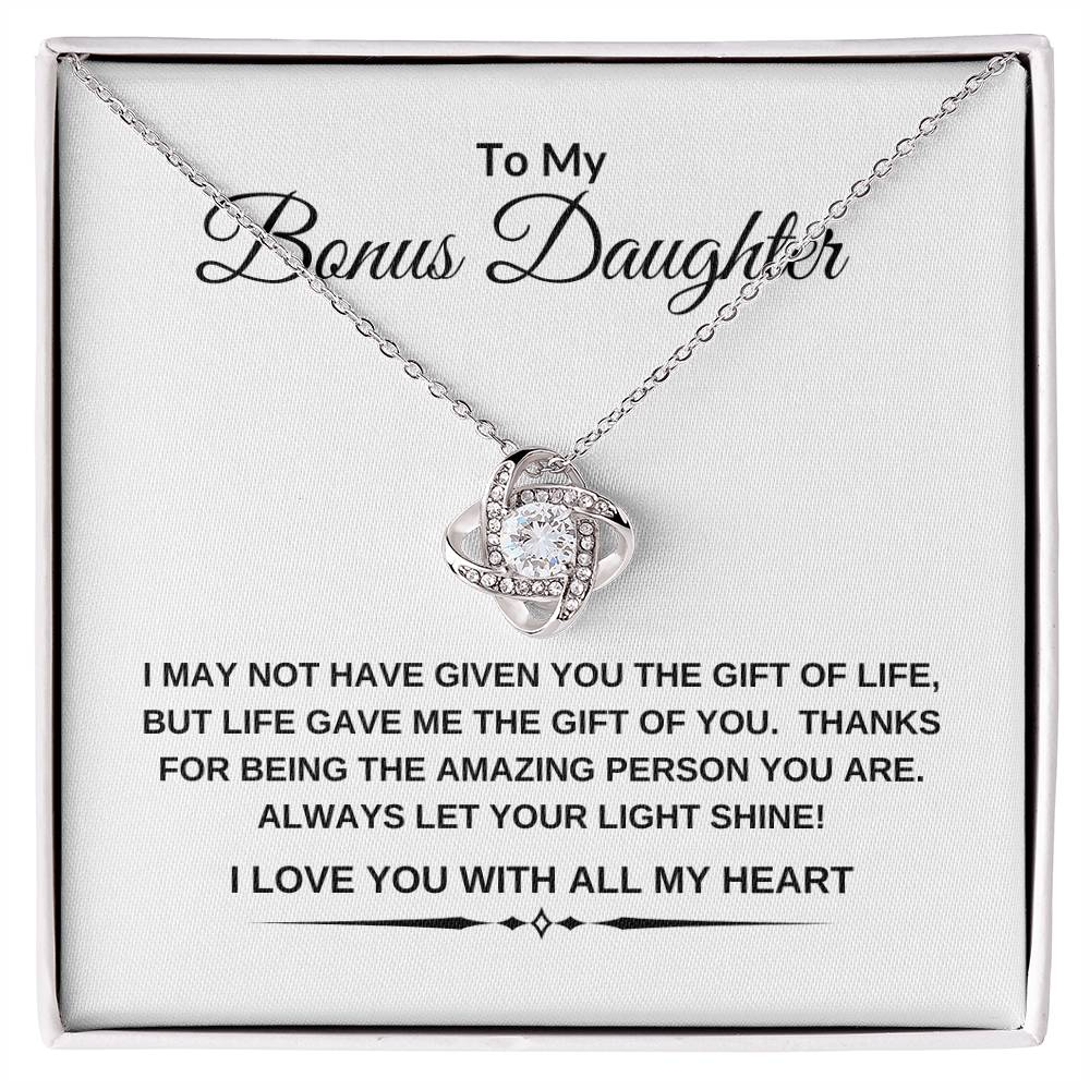 To My Bonus Daughter | I Love You With All My Heart | Love Knot Necklace