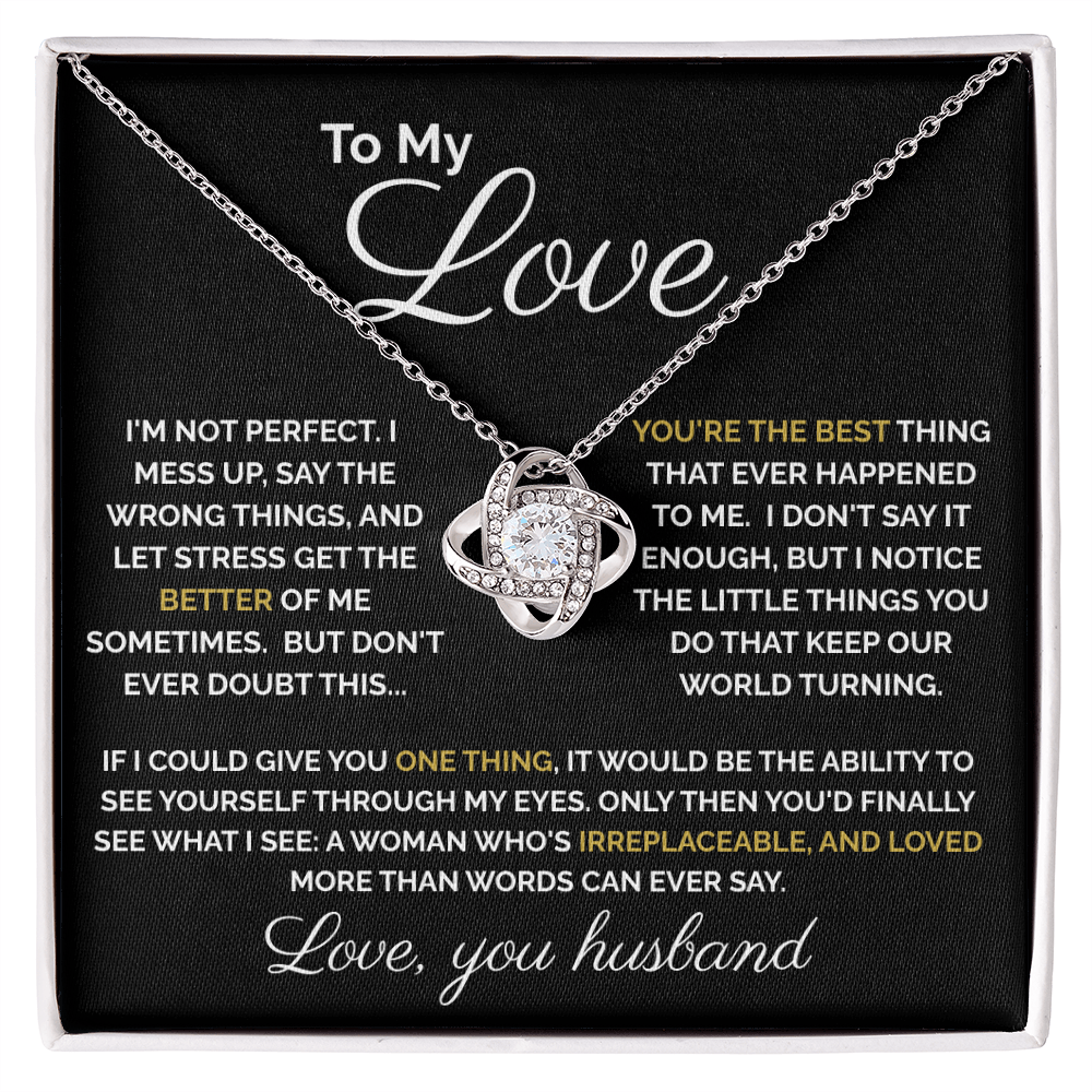 To My Love – Heartfelt Forever Love Knot Necklace | Romantic Gift from Husband to Wife