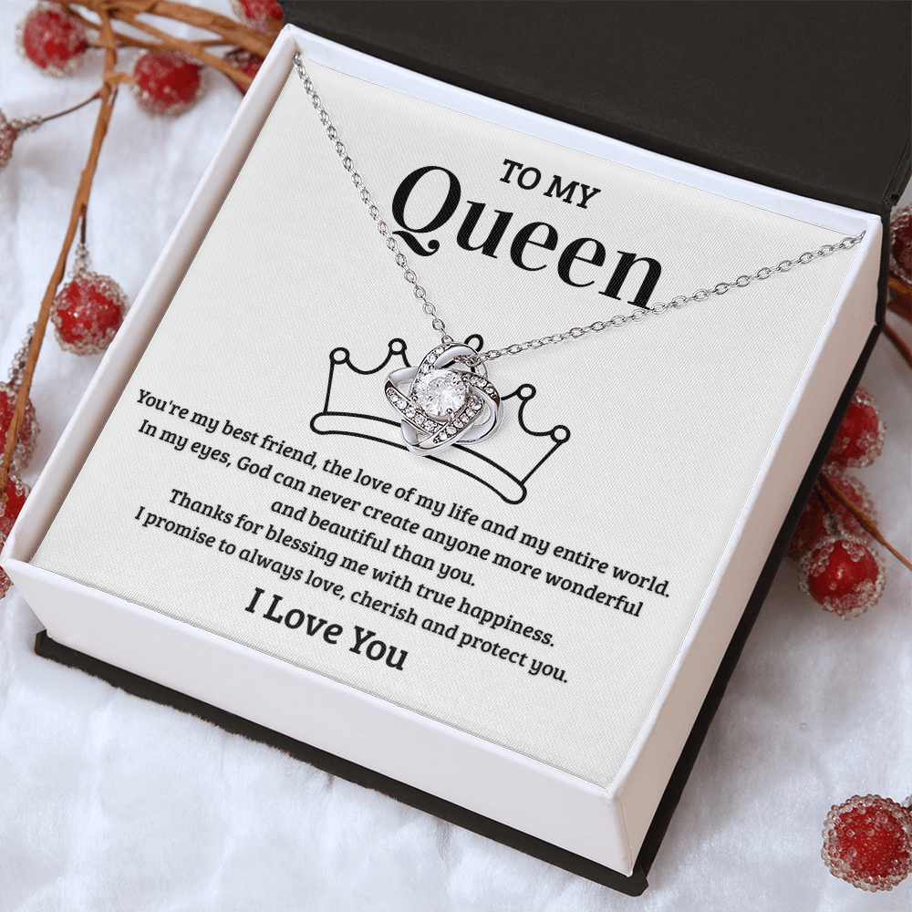 To My Queen ā Sparkling Love Knot Necklace | Romantic Gift