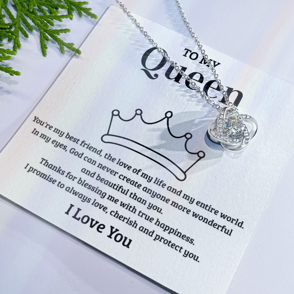 To My Queen ā Sparkling Love Knot Necklace | Romantic Gift