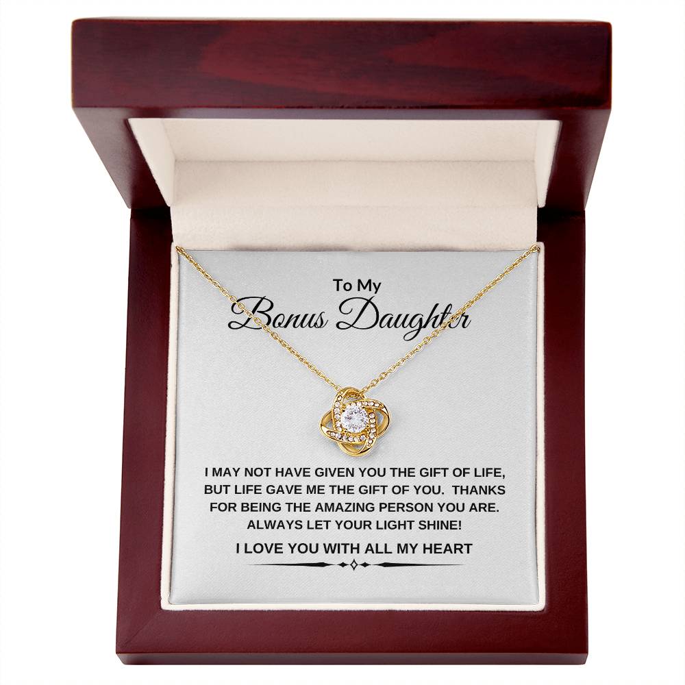 To My Bonus Daughter | I Love You With All My Heart | Love Knot Necklace