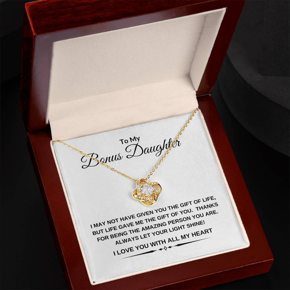To My Bonus Daughter | I Love You With All My Heart | Love Knot Necklace