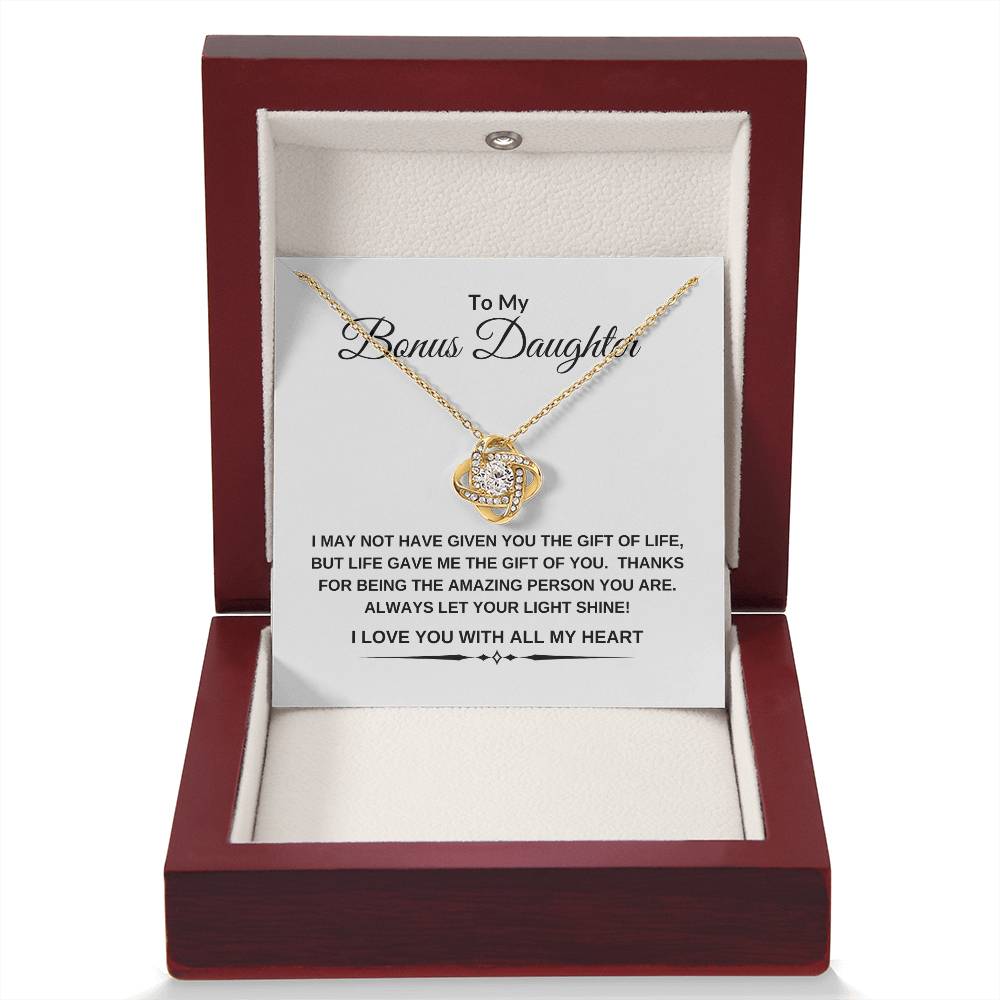 To My Bonus Daughter | I Love You With All My Heart | Love Knot Necklace