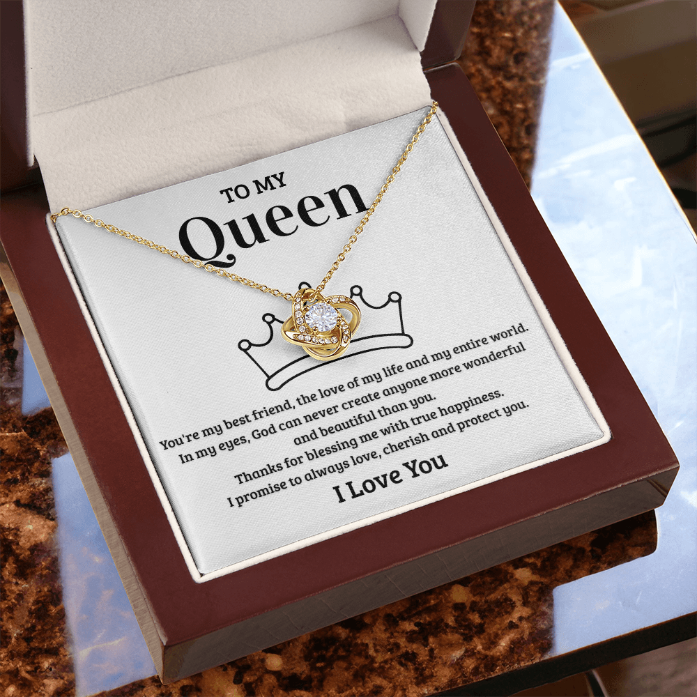 To My Queen ā Sparkling Love Knot Necklace | Romantic Gift