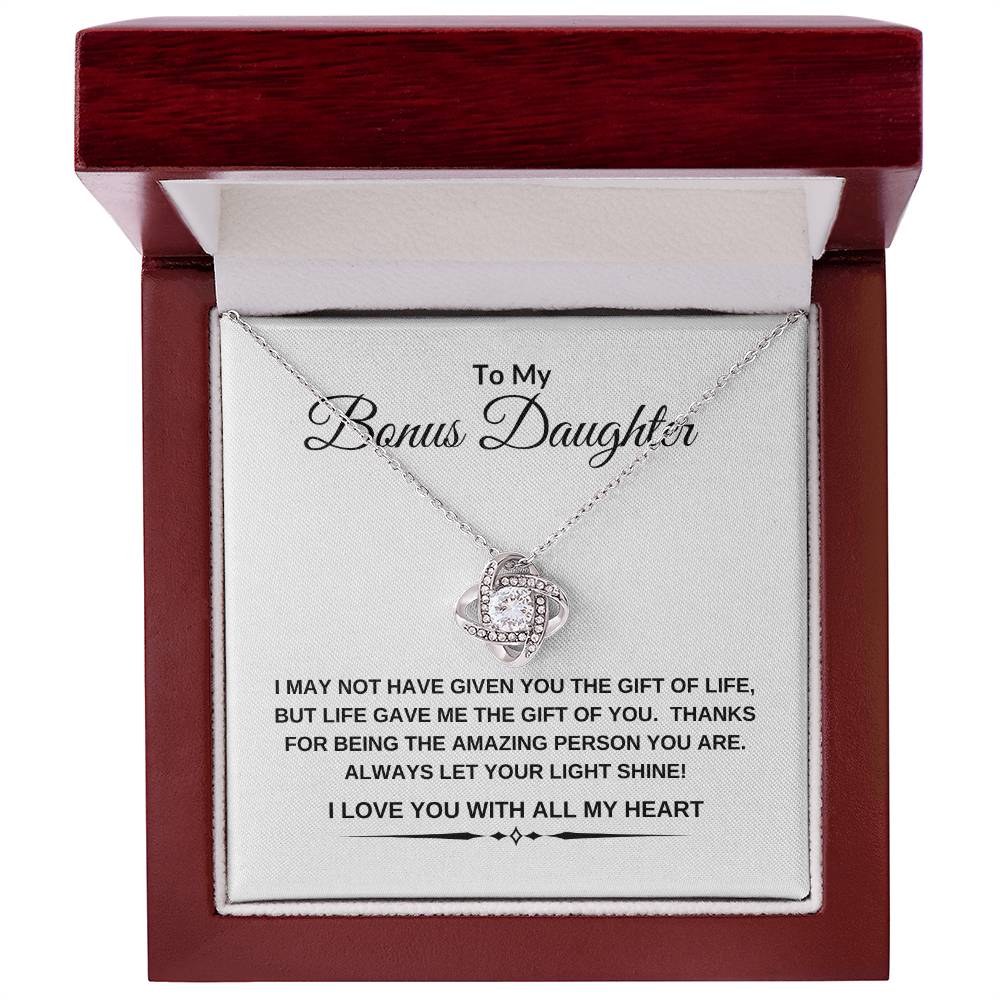 To My Bonus Daughter | I Love You With All My Heart | Love Knot Necklace