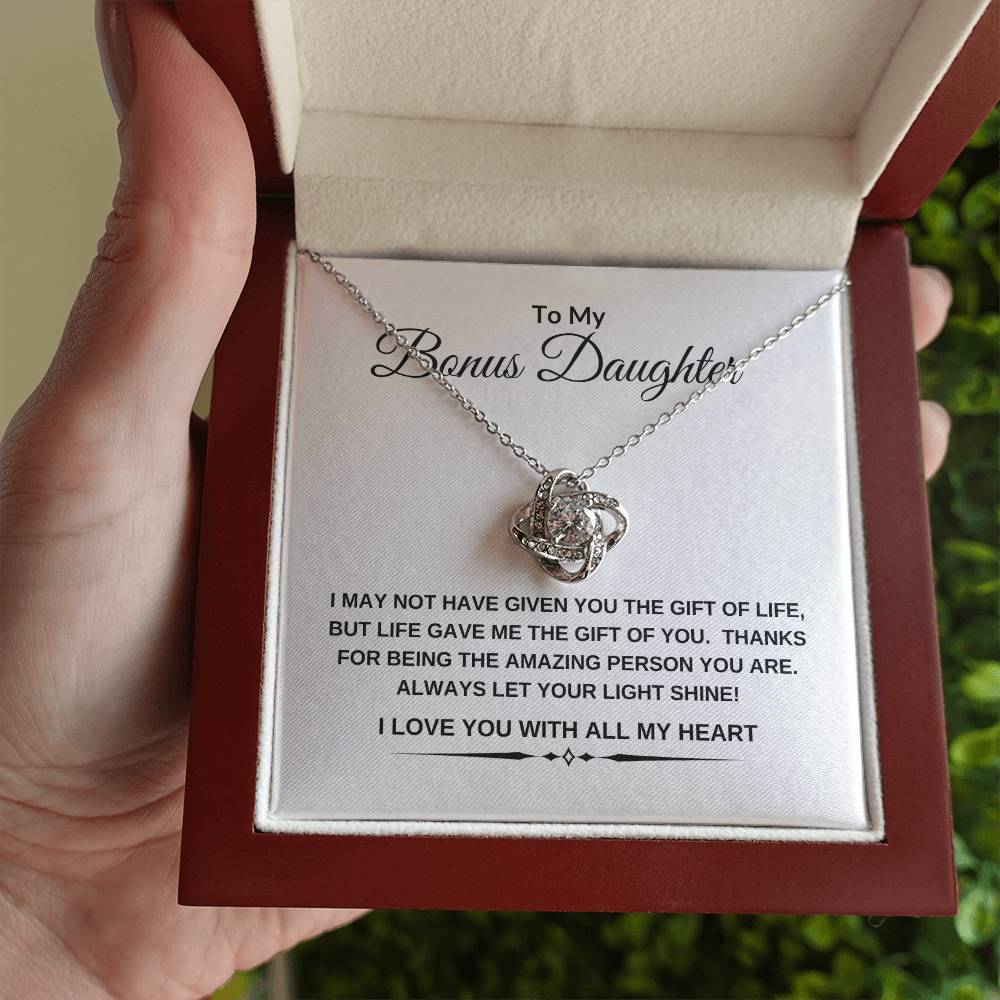 To My Bonus Daughter | I Love You With All My Heart | Love Knot Necklace