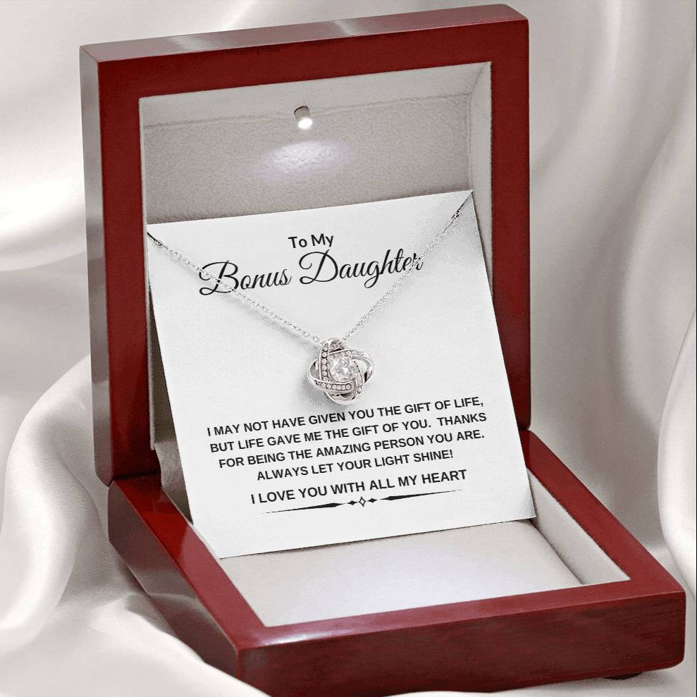 To My Bonus Daughter | I Love You With All My Heart | Love Knot Necklace