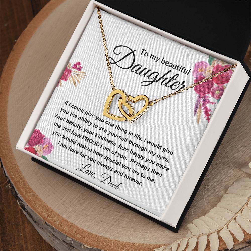 To My Beautiful Daughter | Interlocking Hearts Necklace Gift from Dad