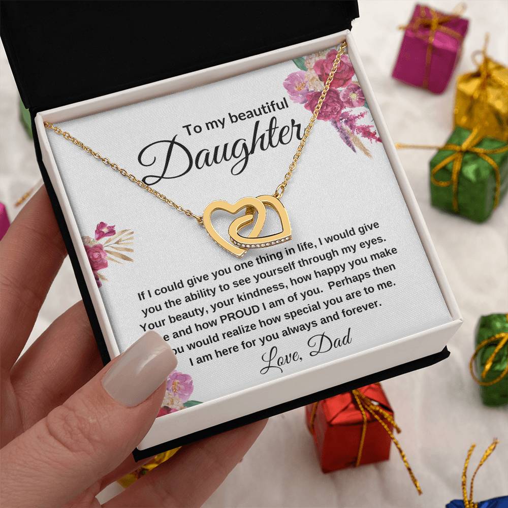 To My Beautiful Daughter | Interlocking Hearts Necklace Gift from Dad