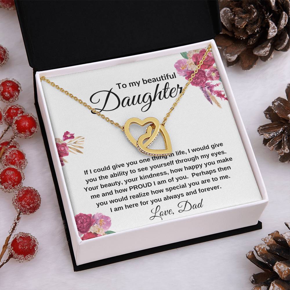 To My Beautiful Daughter | Interlocking Hearts Necklace Gift from Dad