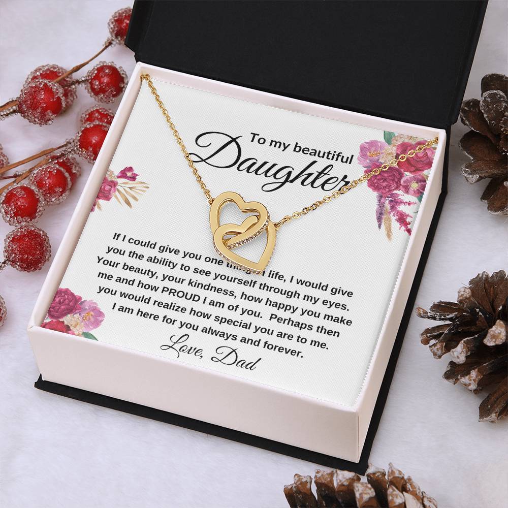 To My Beautiful Daughter | Interlocking Hearts Necklace Gift from Dad