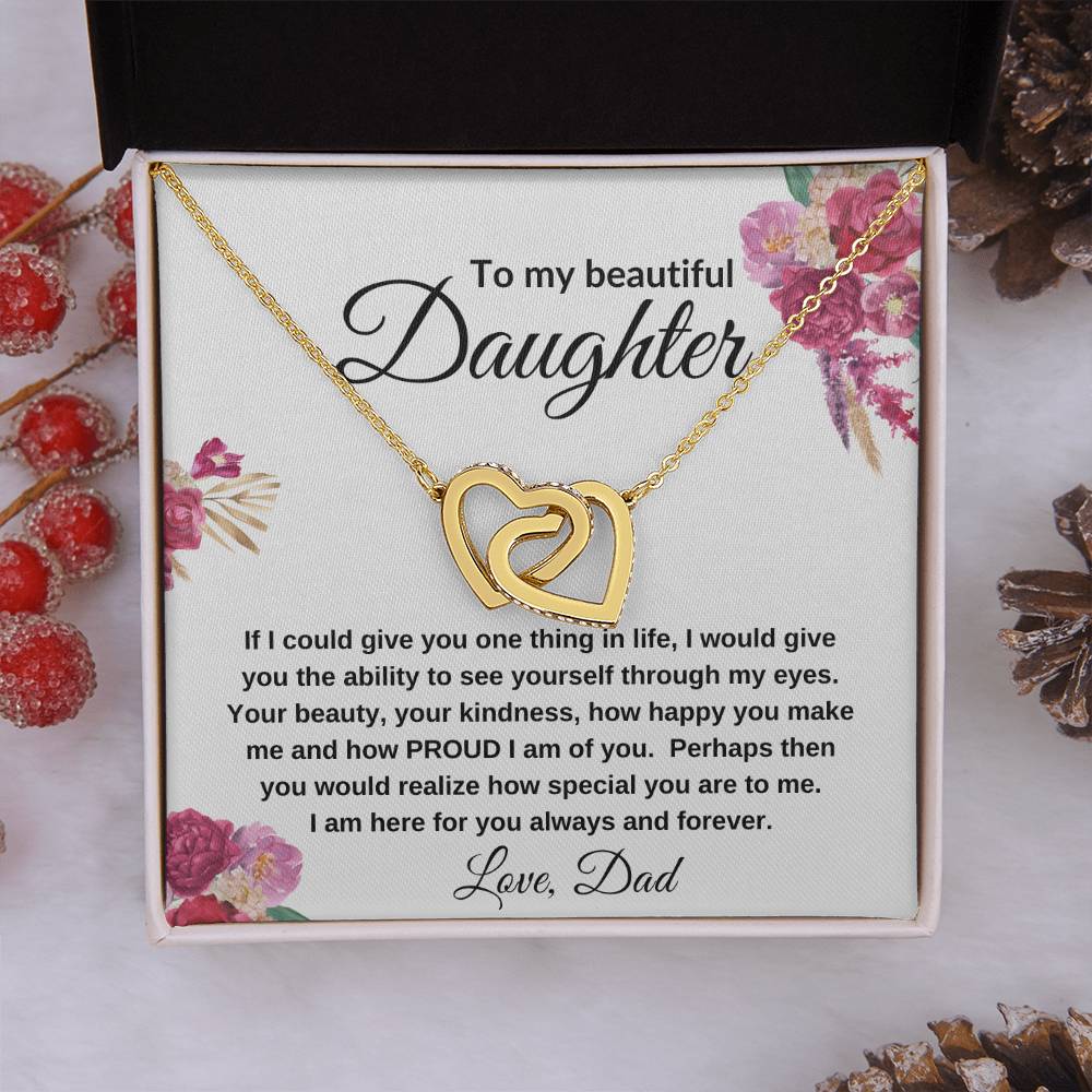 To My Beautiful Daughter | Interlocking Hearts Necklace Gift from Dad