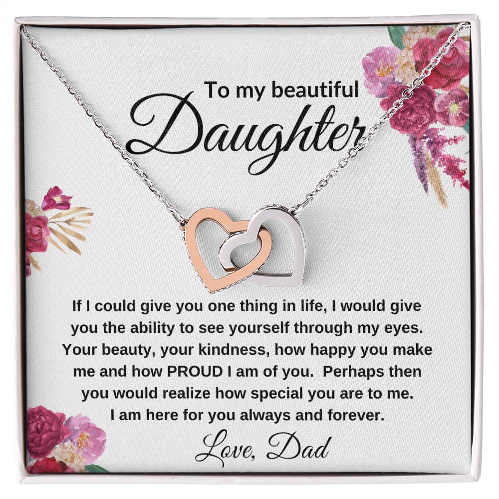 To My Beautiful Daughter | Interlocking Hearts Necklace Gift from Dad
