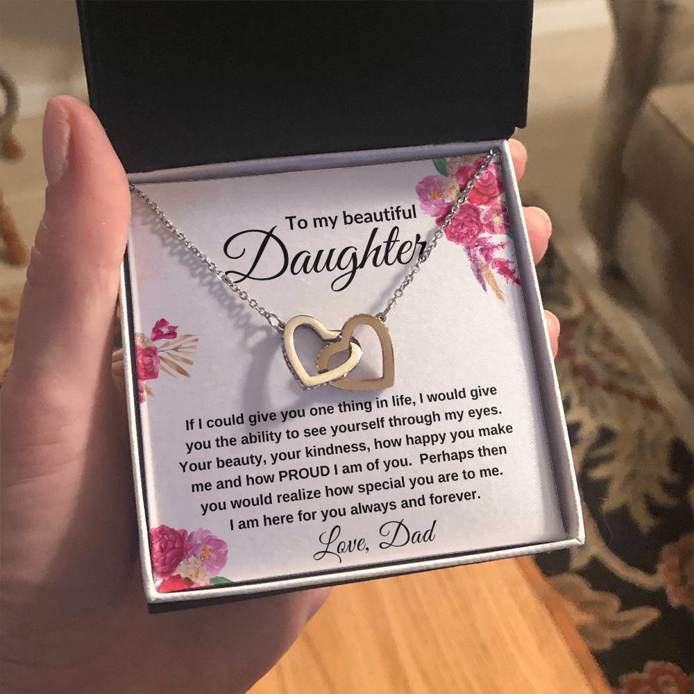 To My Beautiful Daughter | Interlocking Hearts Necklace Gift from Dad