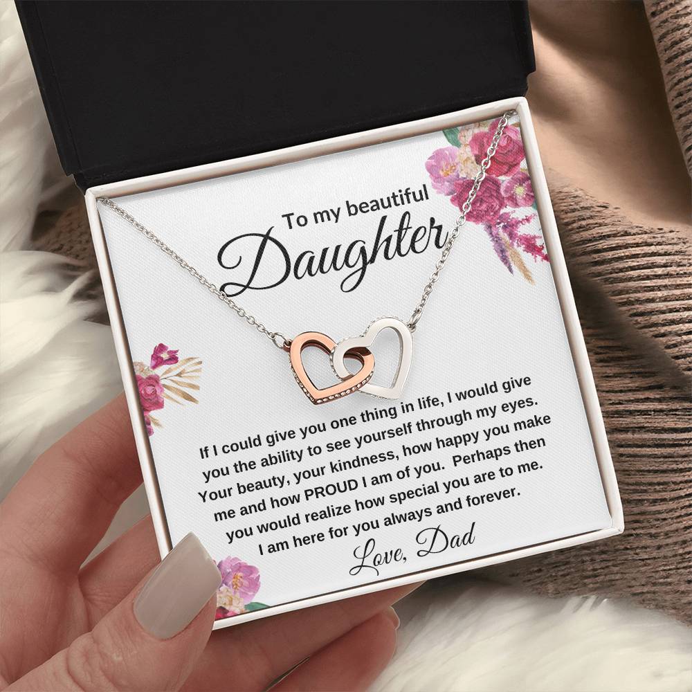 To My Beautiful Daughter | Interlocking Hearts Necklace Gift from Dad