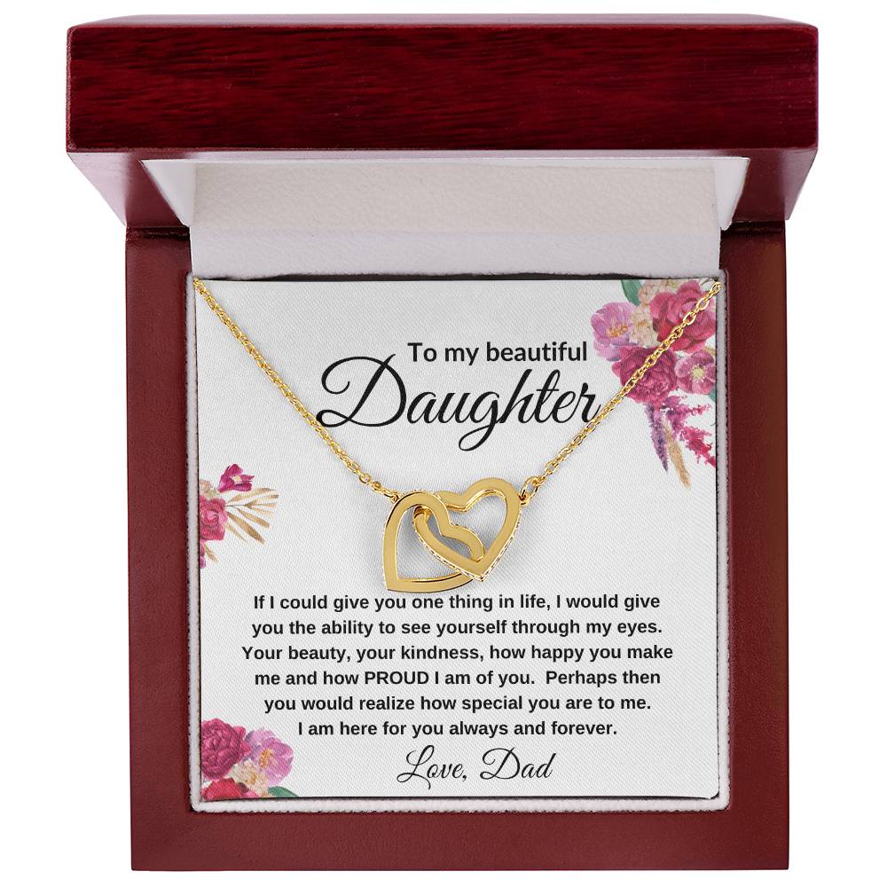 To My Beautiful Daughter | Interlocking Hearts Necklace Gift from Dad
