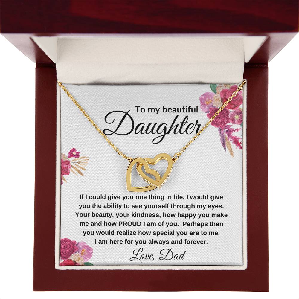 To My Beautiful Daughter | Interlocking Hearts Necklace Gift from Dad