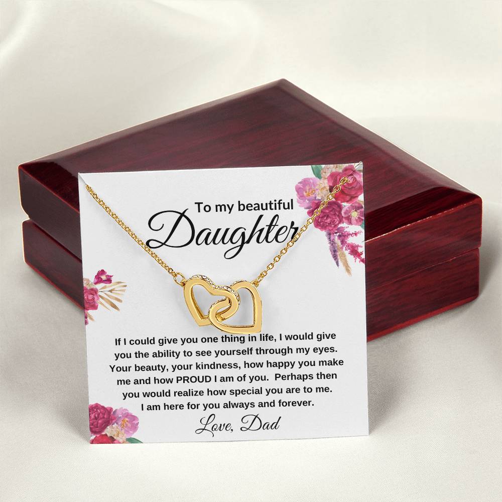 To My Beautiful Daughter | Interlocking Hearts Necklace Gift from Dad