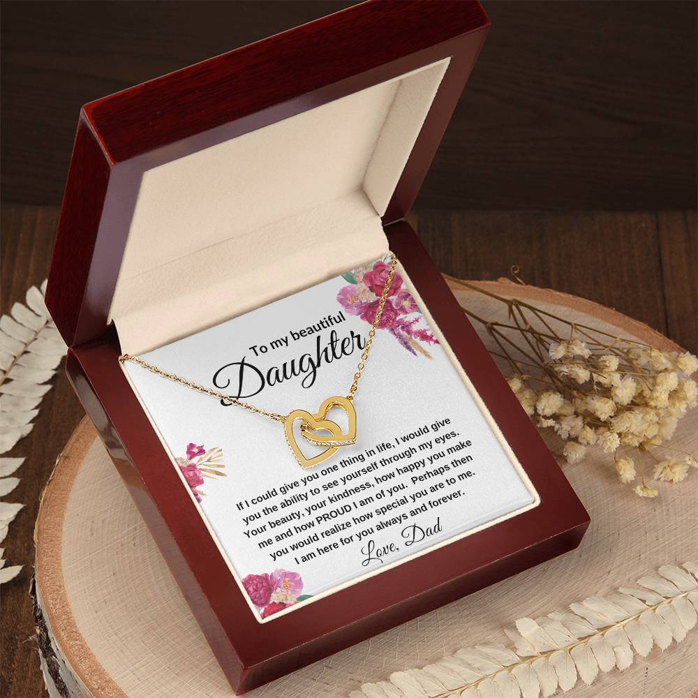 To My Beautiful Daughter | Interlocking Hearts Necklace Gift from Dad