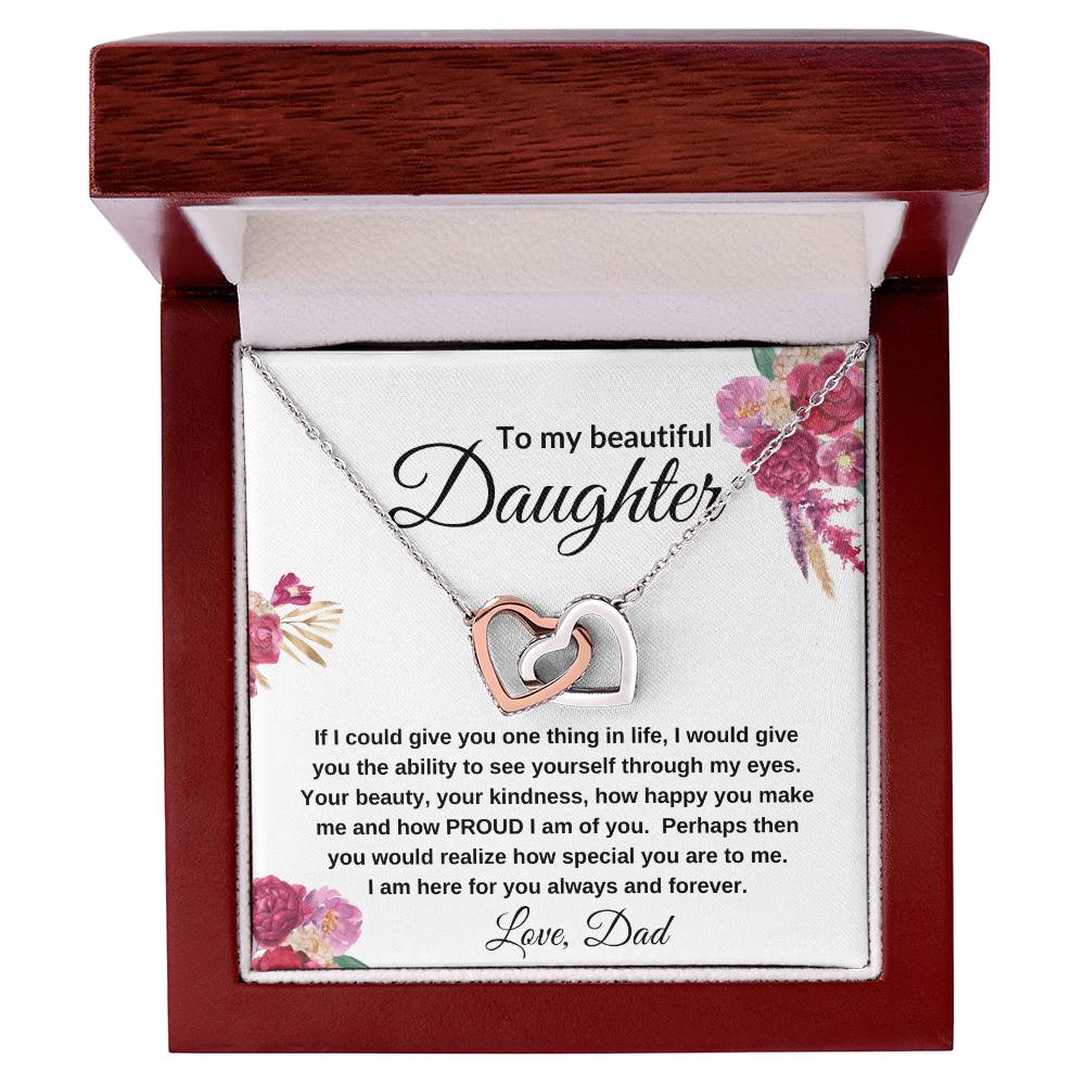 To My Beautiful Daughter | Interlocking Hearts Necklace Gift from Dad