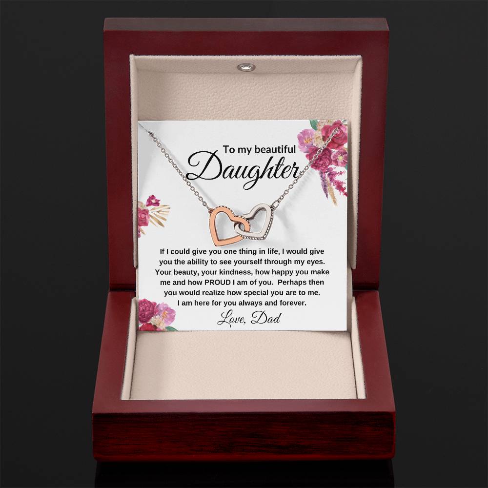 To My Beautiful Daughter | Interlocking Hearts Necklace Gift from Dad