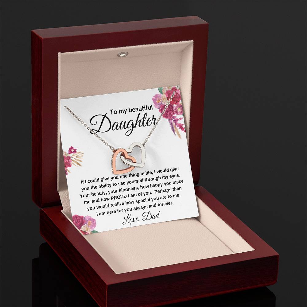 To My Beautiful Daughter | Interlocking Hearts Necklace Gift from Dad