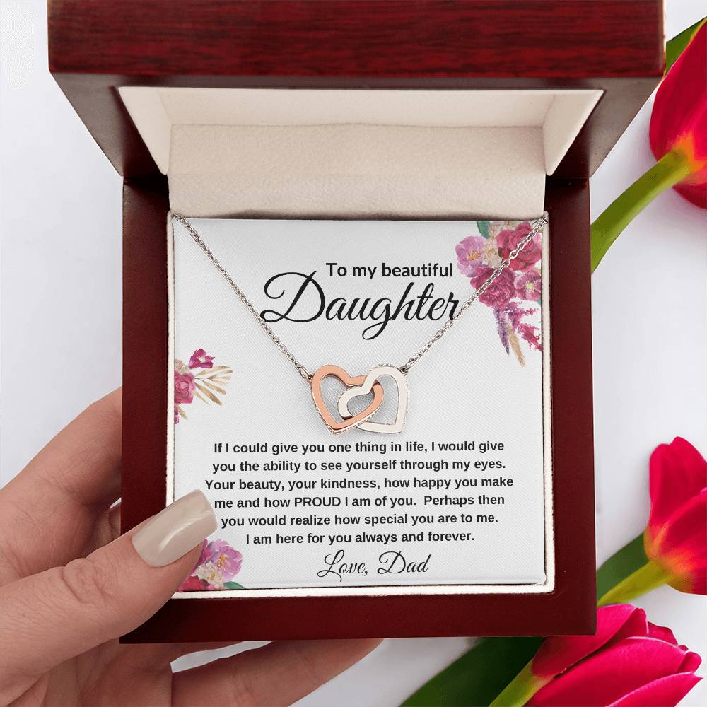 To My Beautiful Daughter | Interlocking Hearts Necklace Gift from Dad