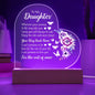 To My Daughter | Never Forget Your Way Back Home: Multicolor LED Acrylic Heart Plaque