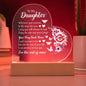 To My Daughter | Never Forget Your Way Back Home: Multicolor LED Acrylic Heart Plaque