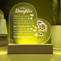 To My Daughter | Never Forget Your Way Back Home: Multicolor LED Acrylic Heart Plaque