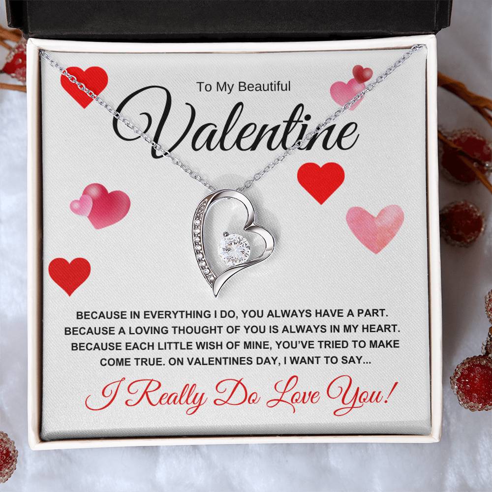 To My Beautiful Valentine for Wife, Girlfriend, Future Wife, Soulmate (Hearts of Love) Forever Love Necklace