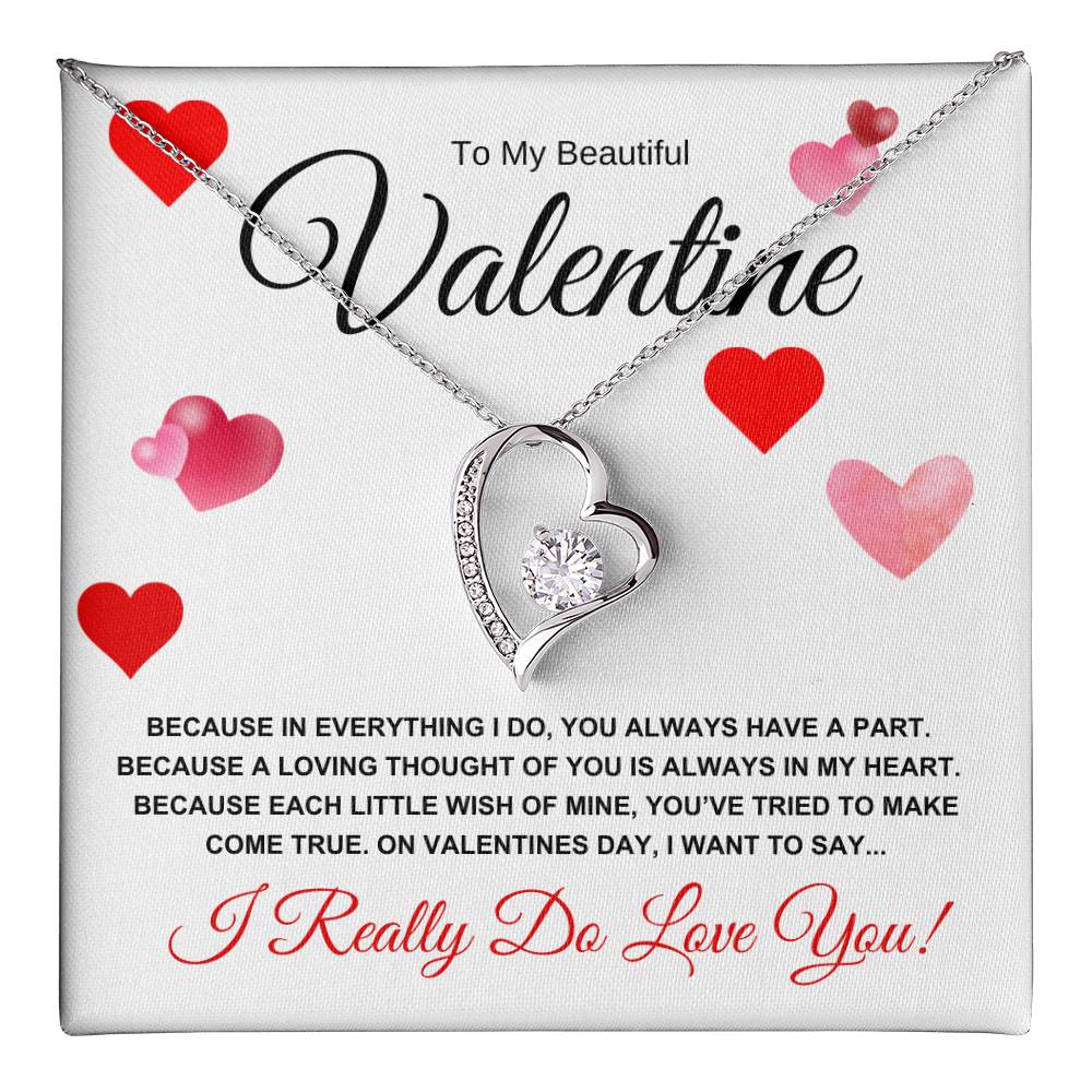 To My Beautiful Valentine for Wife, Girlfriend, Future Wife, Soulmate (Hearts of Love) Forever Love Necklace
