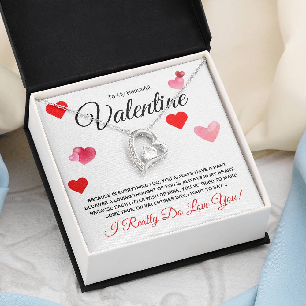To My Beautiful Valentine for Wife, Girlfriend, Future Wife, Soulmate (Hearts of Love) Forever Love Necklace