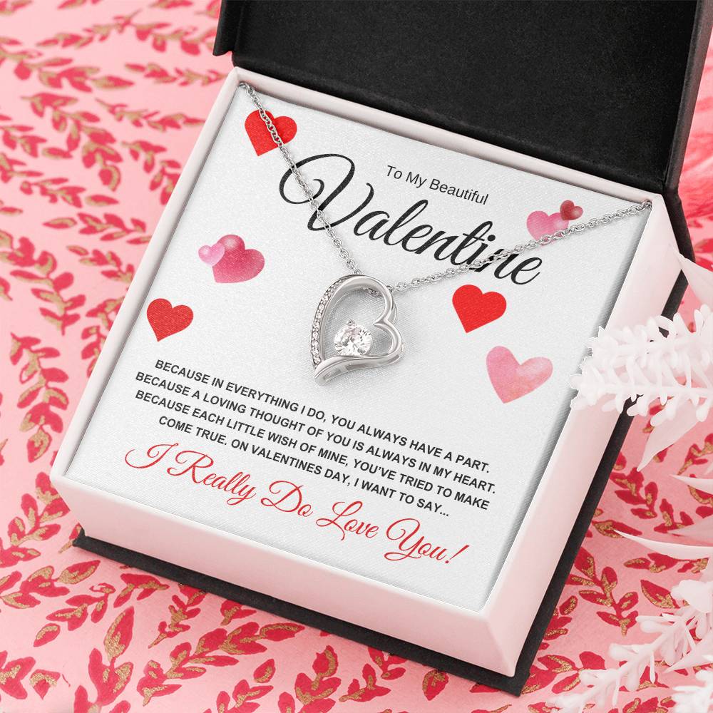 To My Beautiful Valentine for Wife, Girlfriend, Future Wife, Soulmate (Hearts of Love) Forever Love Necklace