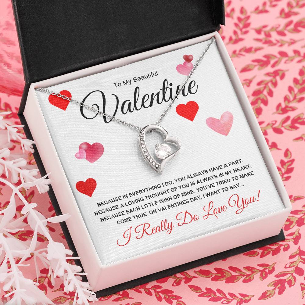 To My Beautiful Valentine for Wife, Girlfriend, Future Wife, Soulmate (Hearts of Love) Forever Love Necklace