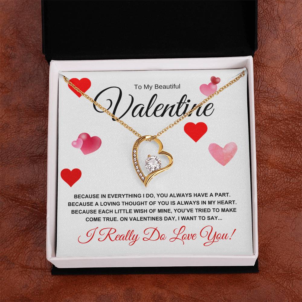 To My Beautiful Valentine for Wife, Girlfriend, Future Wife, Soulmate (Hearts of Love) Forever Love Necklace