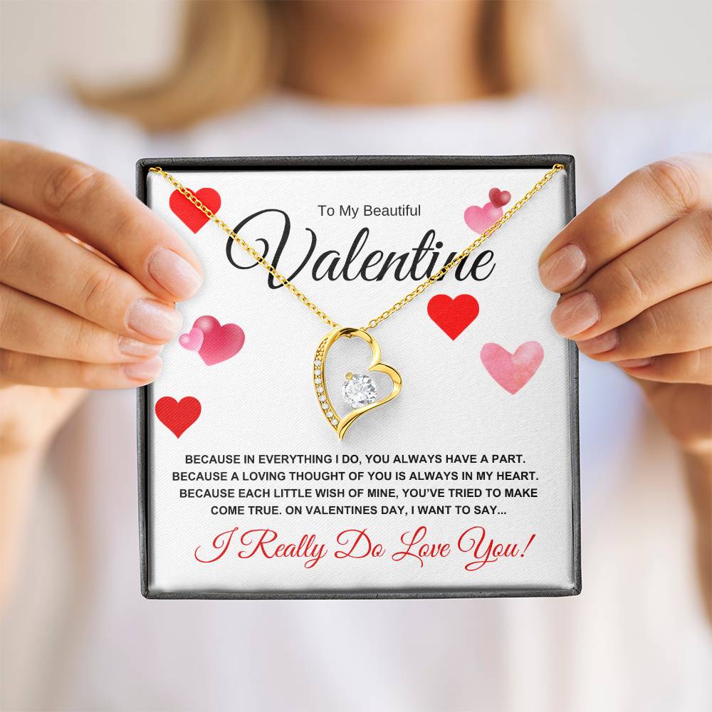 To My Beautiful Valentine for Wife, Girlfriend, Future Wife, Soulmate (Hearts of Love) Forever Love Necklace